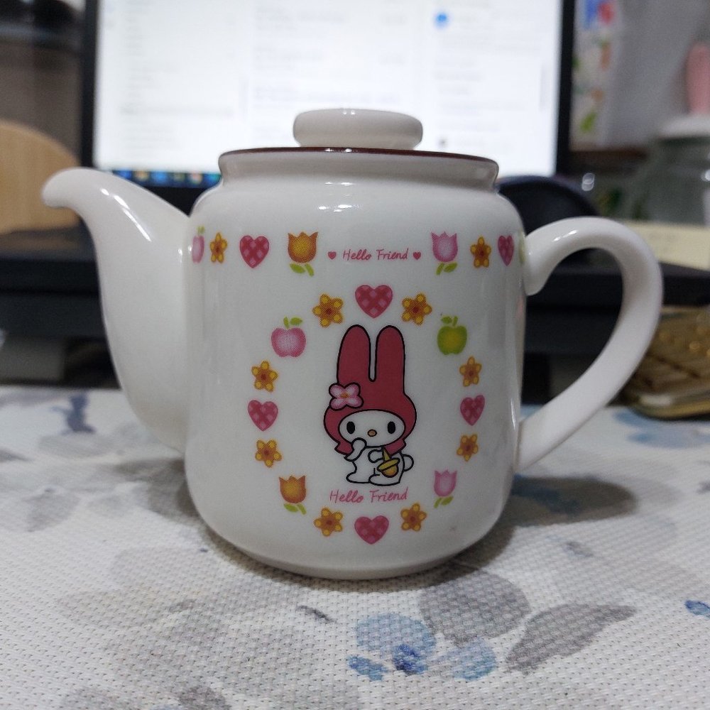 Vintage Super Cute Hello Friend My Melody Creamer Mug Pitcher w Handle and Lid
